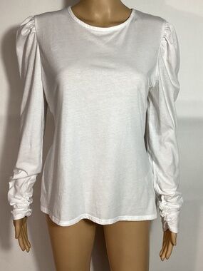 Rebecca Taylor White Puff Shoulder Long Sleeve Top Sz XL
